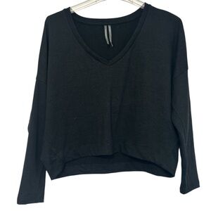 Anthropologie Long Sleeve V-Neck Top black